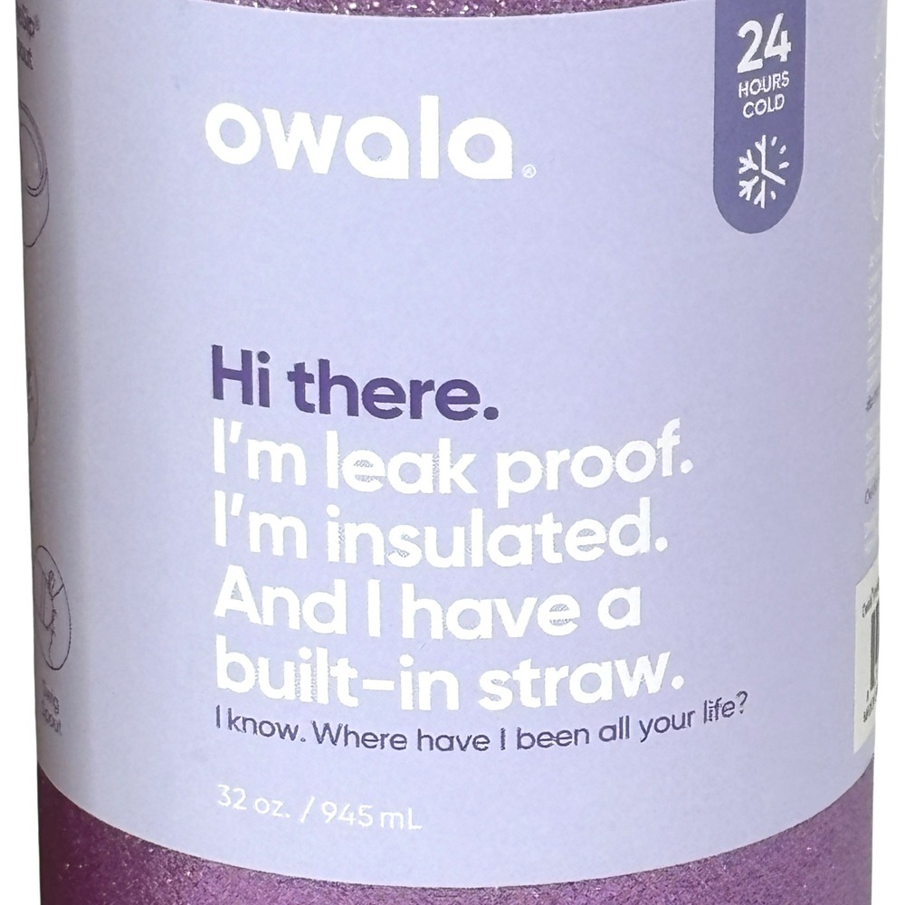 Owala FreeSip 24oz Water Bottle Color Drop Dreamy Purple Glitter Stainless Steel - Picture 6 of 6